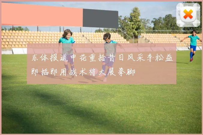 东体报道申花重拾昔日风采李松益即插即用战术将大展拳脚